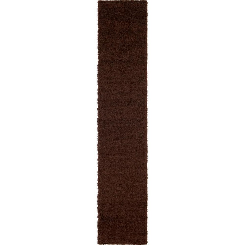 Unique Loom Solid Shag Collection Area Rug (2 ft. 7 in. x 13 ft. 1 in. Runner Chocolate Brown) 3140777