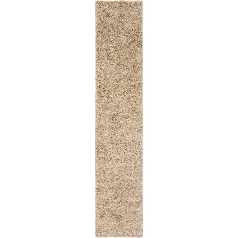 Unique Loom Solid Shag Collection Area Rug (2 ft. 7 in. x 13 ft. 1 in. Runner Taupe) 3140759