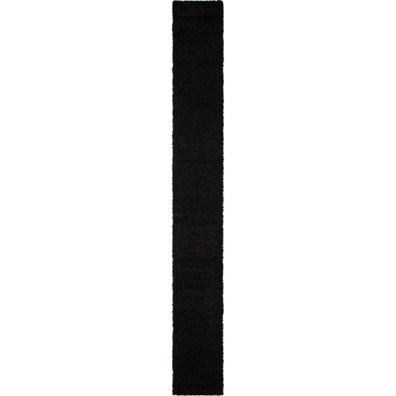 Unique Loom Solid Shag Collection Area Rug (2 ft. 7 in. x 19 ft. 8 in. Runner Jet Black) 3140767