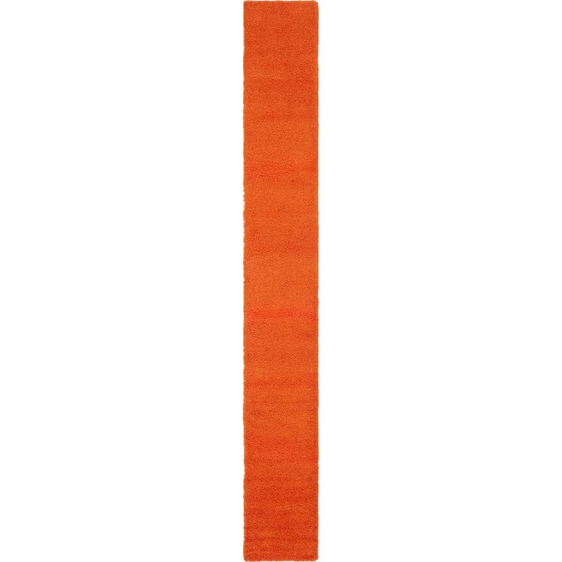 Unique Loom Solid Shag Collection Area Rug (2 ft. 7 in. x 19 ft. 8 in. Runner Tiger Orange) 3140797