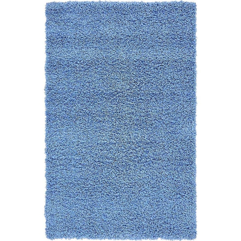 Unique Loom Solid Shag Collection Area Rug (3 ft. 1 in. x 5 ft. 3 in. Rectangle Periwinkle Blue) 3136672