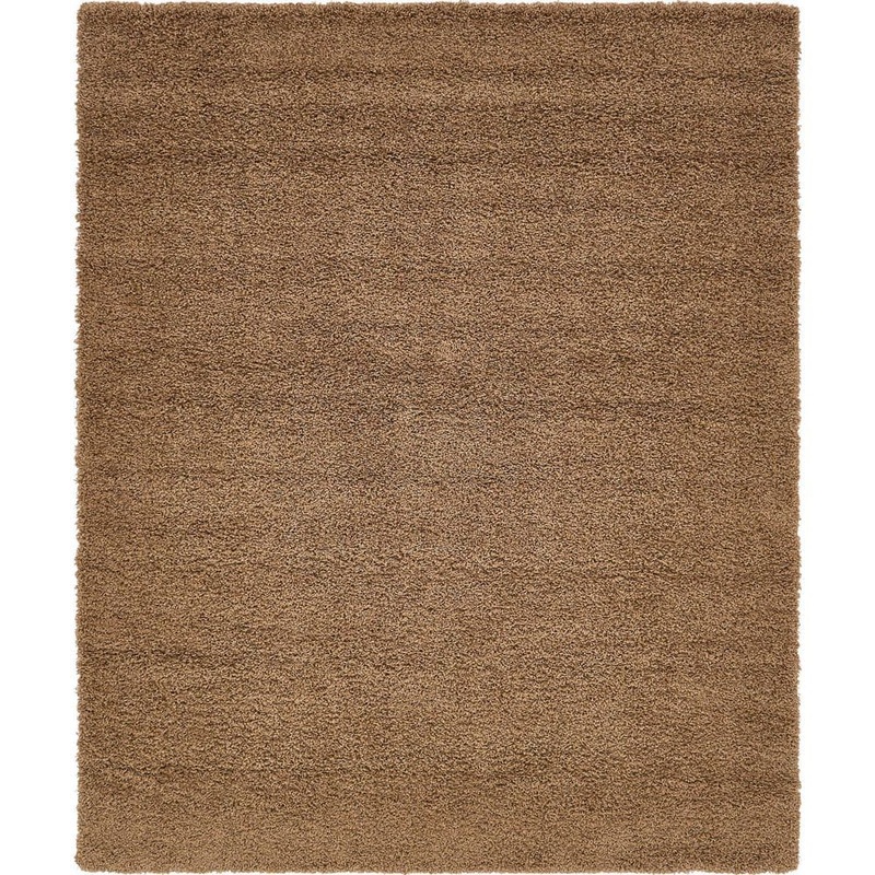 Unique Loom Solid Shag Collection Area Rug (7 ft. 10 in. x 10 ft. Rectangle Sandy Brown) 3136687
