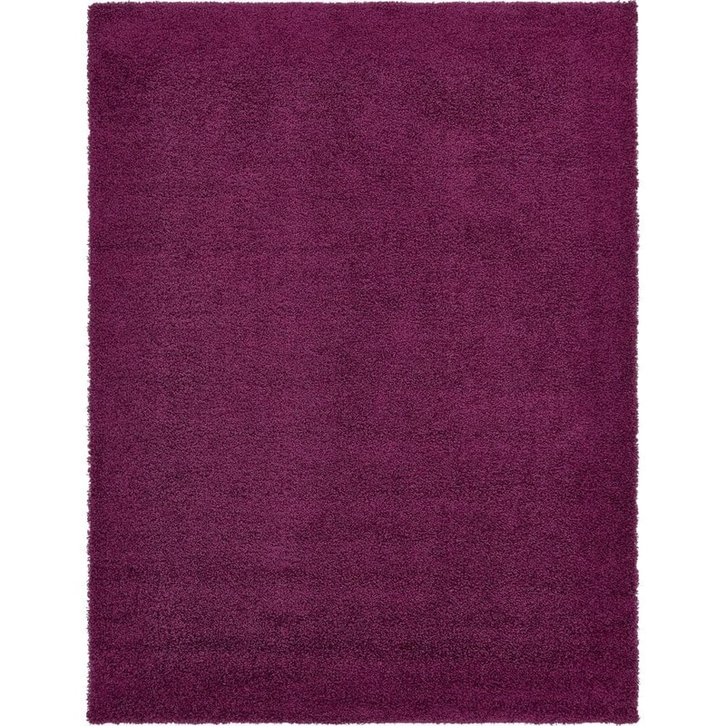 Unique Loom Solid Shag Eggplant Purple 10 ft. x 13 ft. Area Rug 3136703