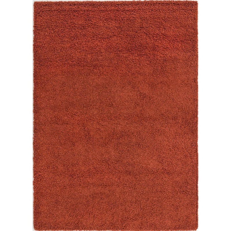 Unique Loom Solid Shag Terracotta 7 ft. x 10 ft. Area Rug 3127822
