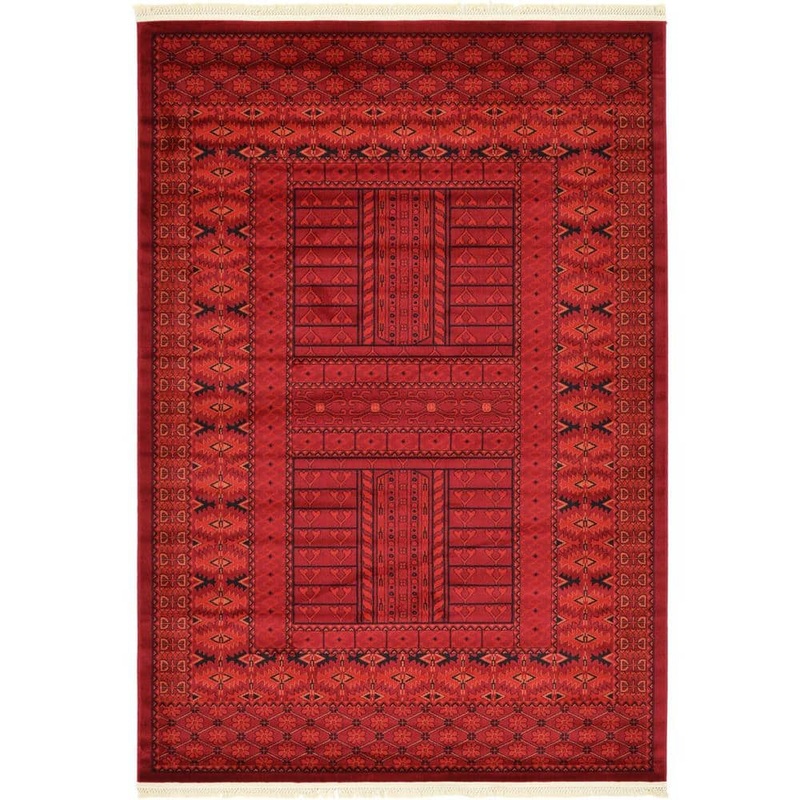 Unique Loom Tekke Roosevelt Red 6′ 0 x 9′ 0 Area Rug 3130741