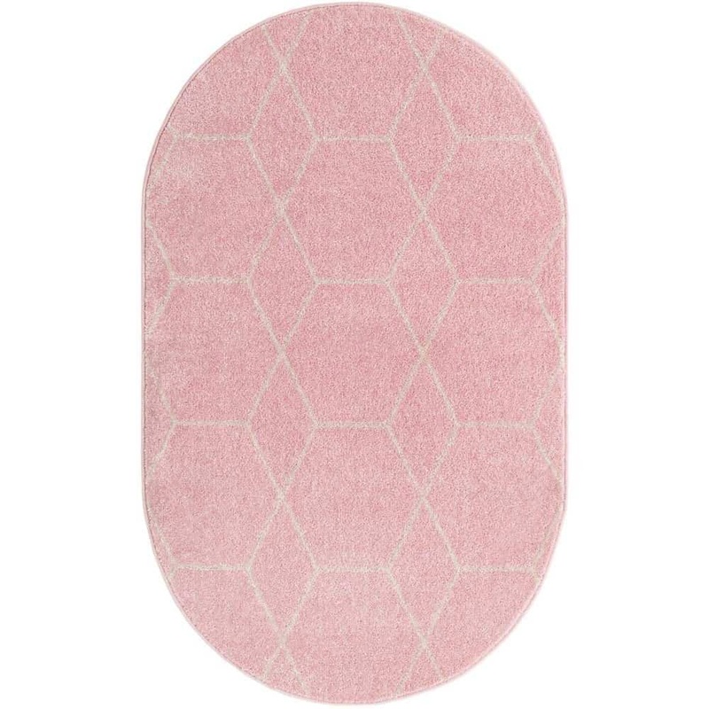 Unique Loom Trellis Frieze Geometric Light Pink 3 ft. x 5 ft. Area Rug 3151604