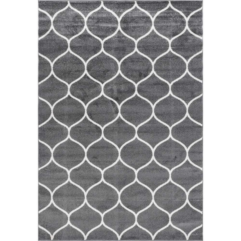 Unique Loom Trellis Frieze Rounded Dark Gray 7 ft. x 10 ft. Area Rug 3146424