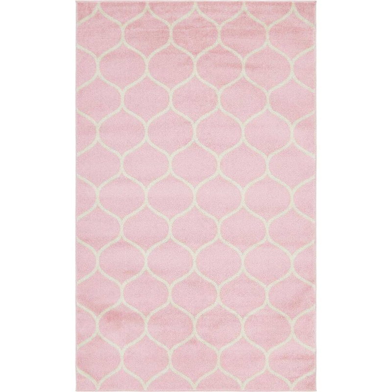 Unique Loom Trellis Frieze Rounded Pink 5′ 0 x 8′ 0 Area Rug 3140874