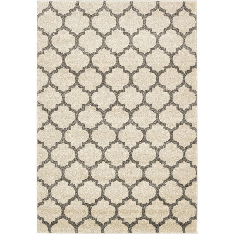 Unique Loom Trellis Philadelphia Beige/Gray 4′ 0 x 6′ 0 Area Rug 3128667