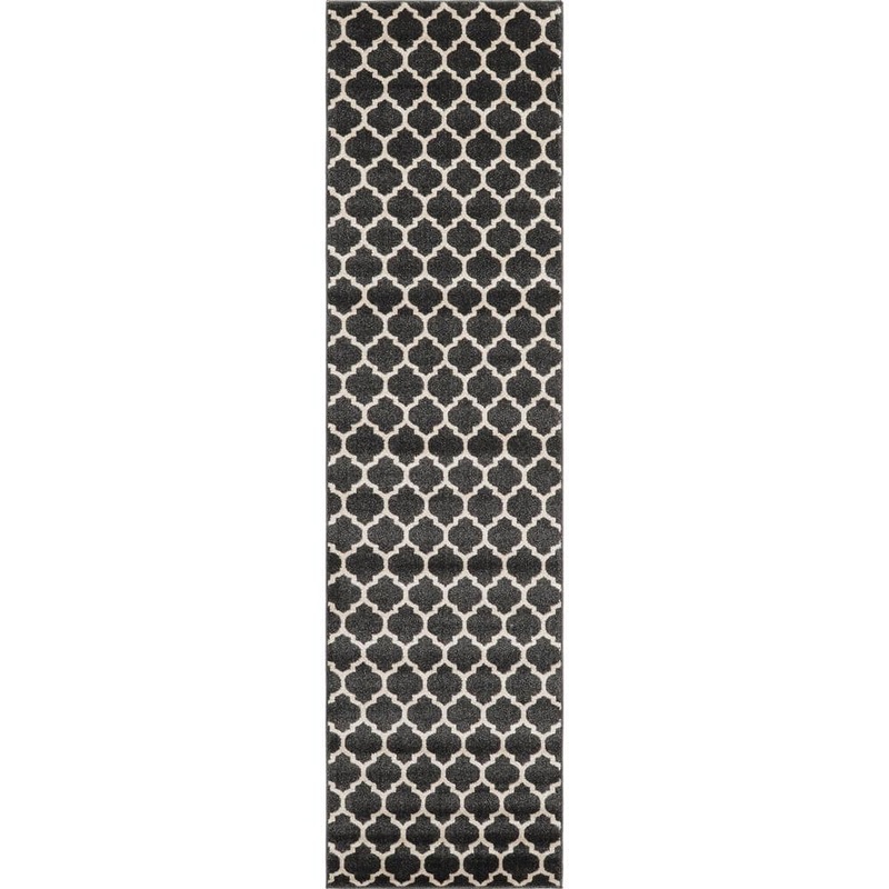 Unique Loom Trellis Philadelphia Black/Beige 2′ 7 x 10′ 0 Runner Rug 3115913