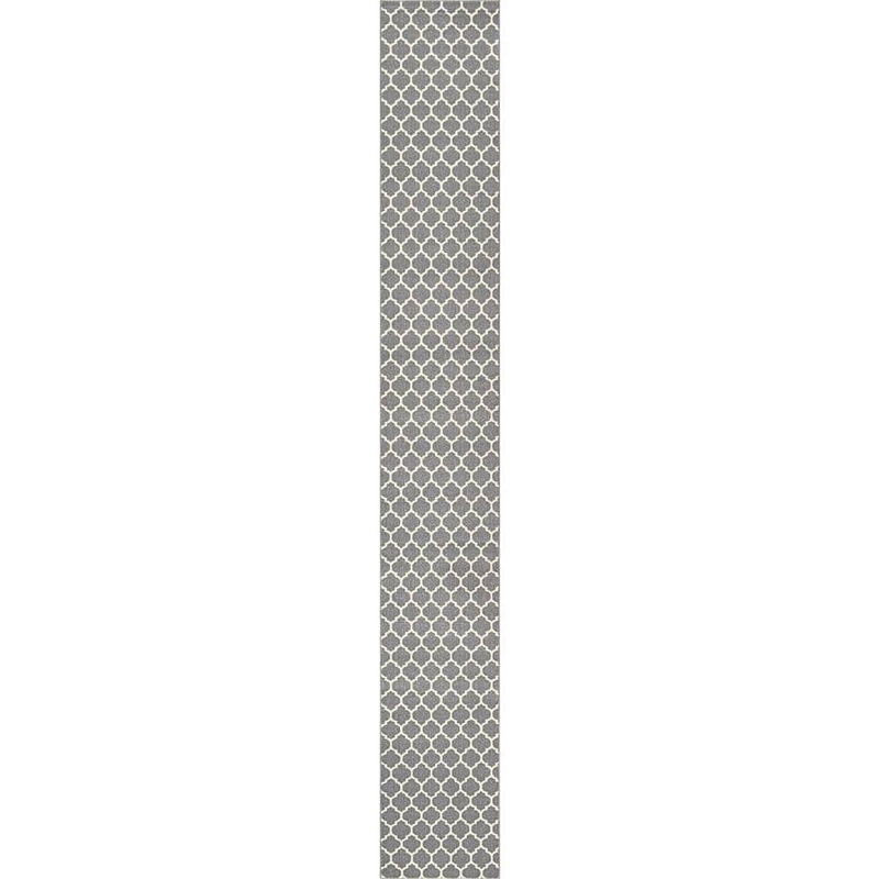 Unique Loom Trellis Philadelphia Gray/Beige 2′ 7 x 19′ 8 Runner Rug 3118727