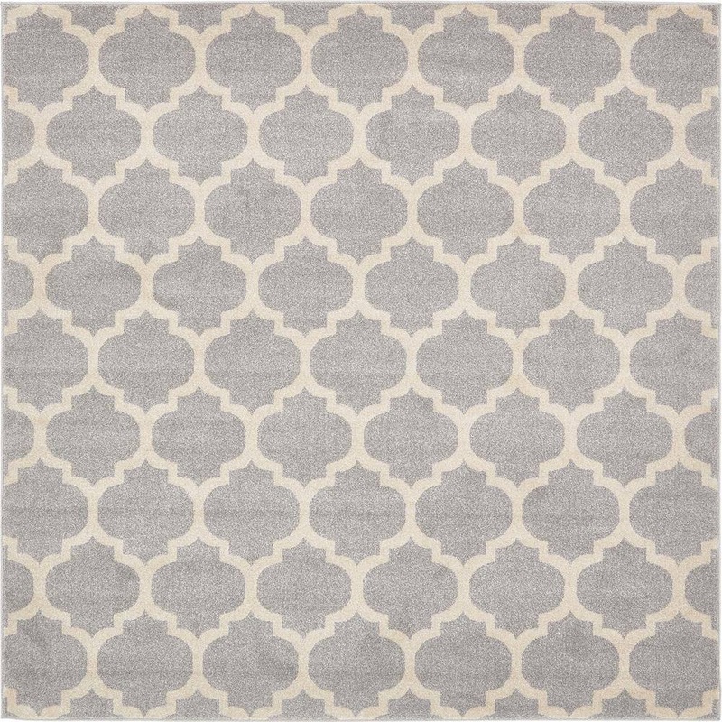 Unique Loom Trellis Philadelphia Light Gray/Beige 8 ft. x 8 ft. Square Rug 3128599
