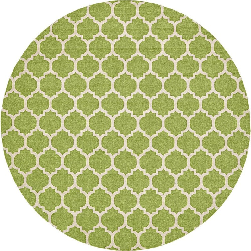 Unique Loom Trellis Philadelphia Light Green/Beige 12′ 2 x 12′ 2 Round Rug 3121676
