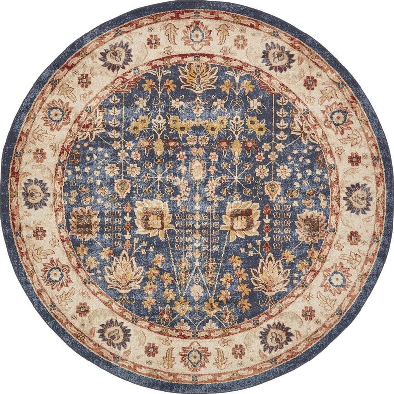Unique Loom Utopia Antheia Navy Blue 8′ 0 x 8′ 0 Round Rug 3135310