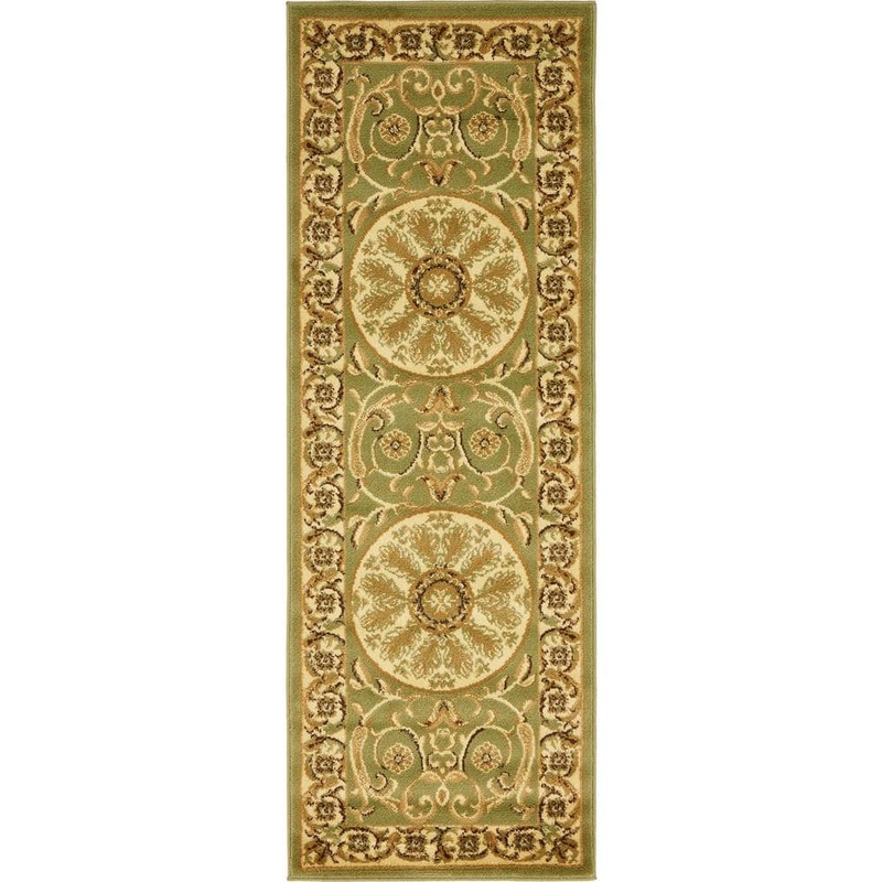 Unique Loom Versailles Napoleon Light Green 2′ 2 x 6′ 0 Runner Rug 3136619