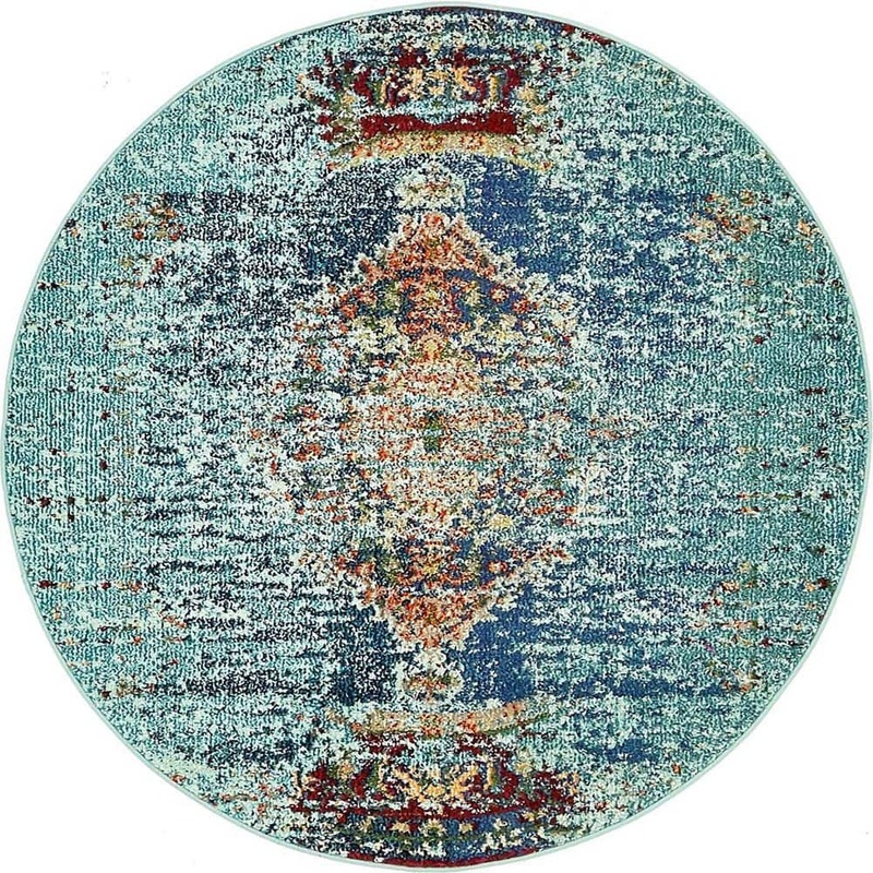 Unique Loom Vita Warhol Turquoise 4′ 0 x 4′ 0 Round Rug 3140093