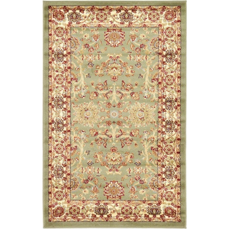 Unique Loom Voyage St. Florence Light Green 3′ 3 x 5′ 3 Area Rug 3120291