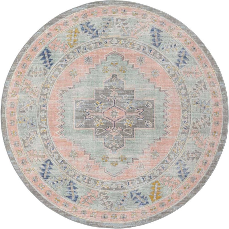 Unique Loom Whitney Geneva Pink 7 ft. 1 in. x 7 ft. 1 in. Area Rug 3154959