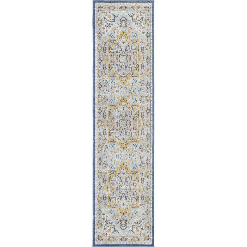 Unique Loom Whitney Milano Sky Blue 2 ft. x 8 ft. Area Rug 3154859