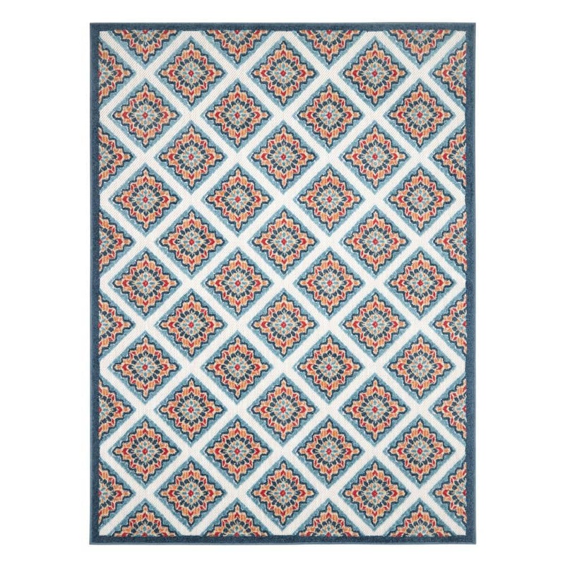 TOWN&COUNTRY LIVING Brooks Retro Red/Multicolor 3 ft. x 5 ft. Geometric Indoor/Outdoor Patio Area Rug 3-30257-275