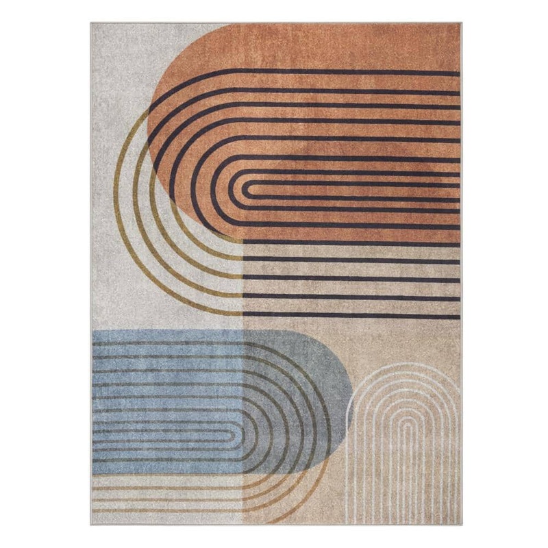TOWN&COUNTRY LIVING Everyday Avani Retro Arch Beige Rust 6 ft. x 9 ft. Machine Washable Rug 2A-136024-150