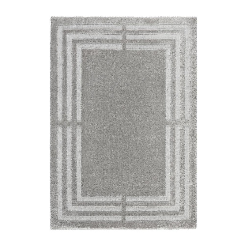 TOWN&COUNTRY LIVING Everyday Cloud Shag Plush Border Grey 8 ft. x 10 ft. Area Rug 1-114-451