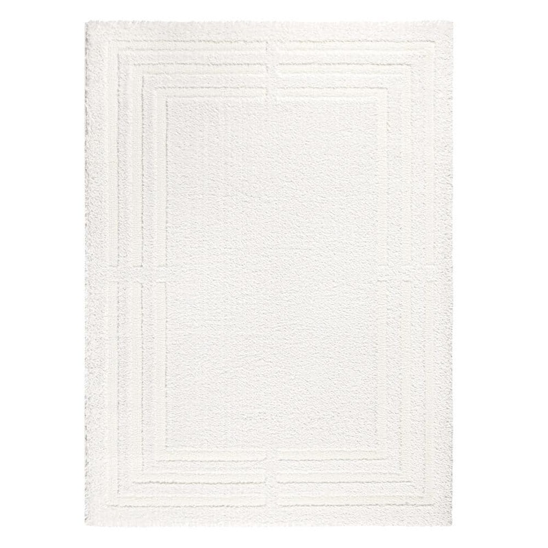 TOWN&COUNTRY LIVING Everyday Cloud Shag Plush Border Ivory 6 ft. x 9 ft. Area Rug 2A-114-100