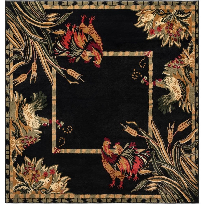 Unique Loom Barnyard Farm Black 6′ 0 x 6′ 0 Square Rug 3125084
