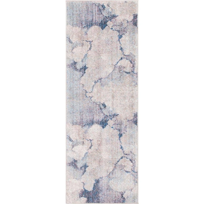 Unique Loom Blue Gray 2 ft. x 6 ft. Rainbow Runner Rug 3142662