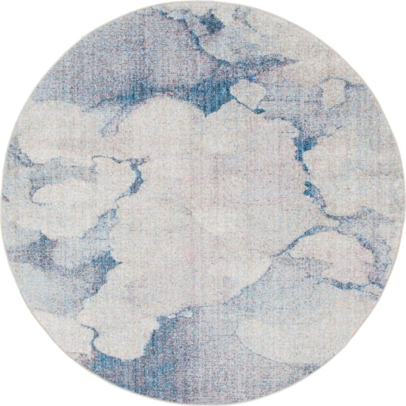 Unique Loom Blue Gray 6 ft. x 6 ft. Rainbow Area Rug 3142660
