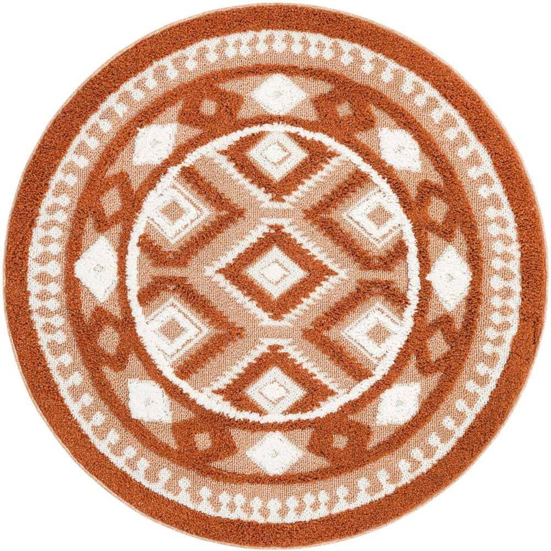 Unique Loom Boho Gigi Rust Red 5 ft. 3 in. x 5 ft. 3 in. Area Rug 3188676