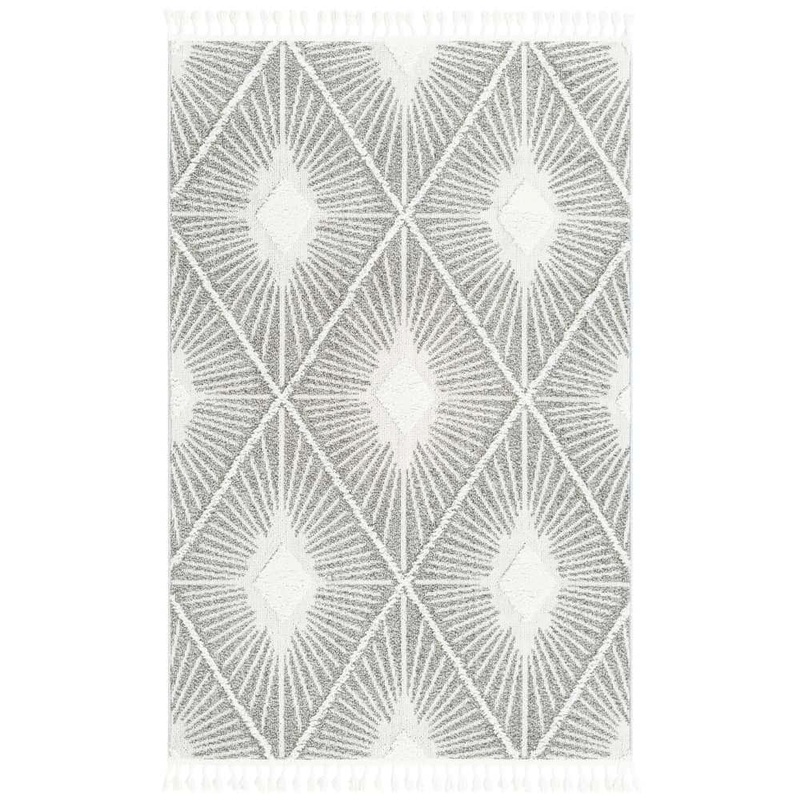 Unique Loom Boho Lilah Gray Ivory 5 ft. 3 in. x 8 ft. Area Rug 3188509