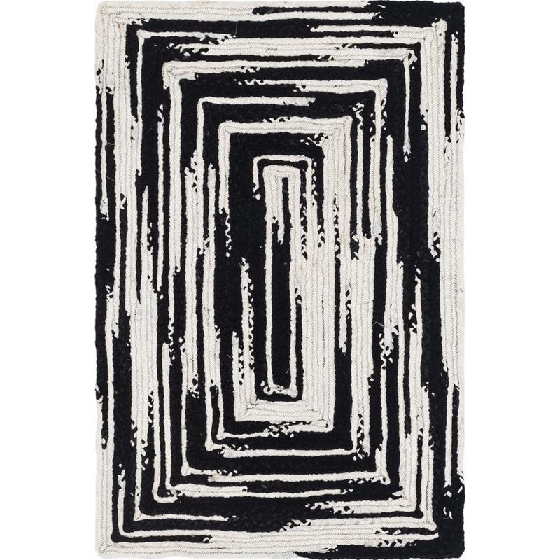 Unique Loom Braided Chindi Black/White 2 ft. x 3 ft. Accent Rug 3142880