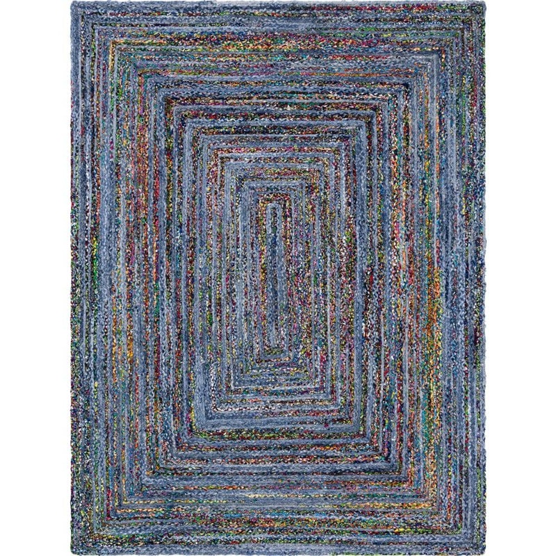Unique Loom Braided Chindi Blue/Multi 9 ft. x 12 ft. Area Rug 3142938