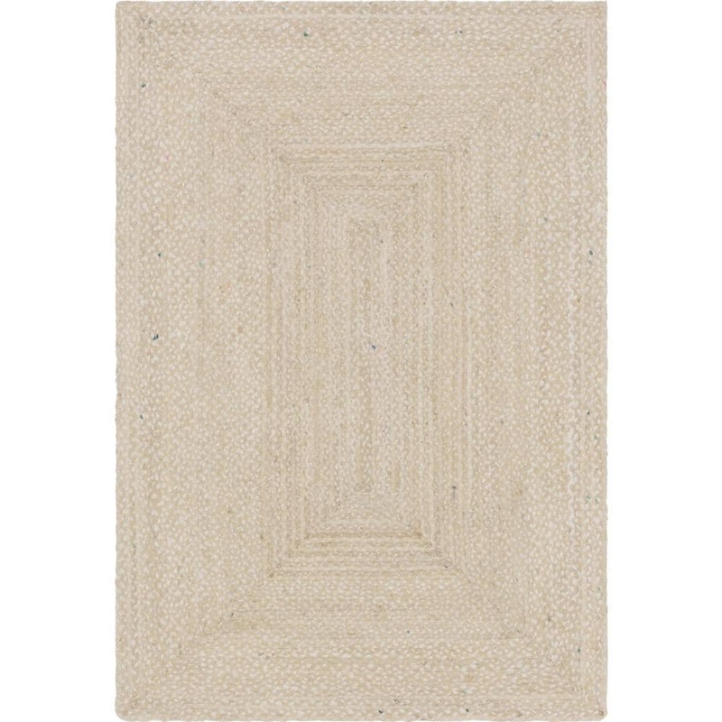 Unique Loom Braided Chindi Ivory 6 ft. x 9 ft. Area Rug 3142738
