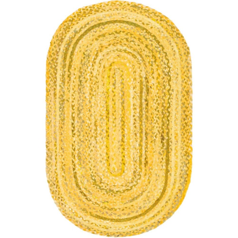 Unique Loom Braided Chindi Yellow 3 ft. x 5 ft. Oval Area Rug 3142709
