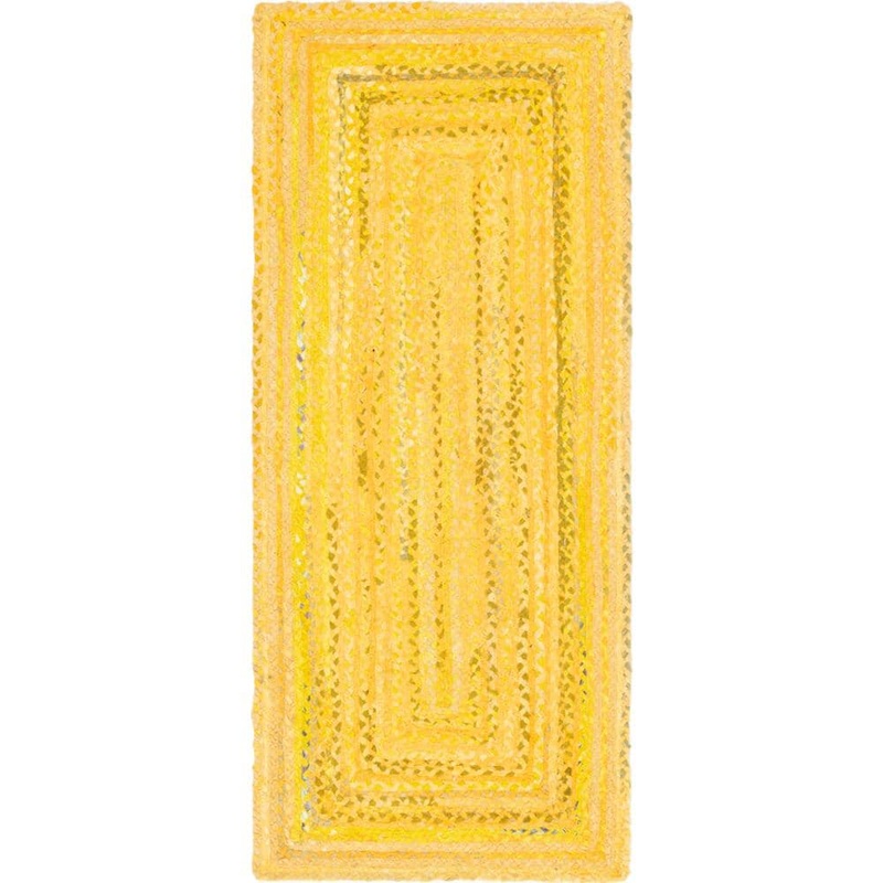 Unique Loom Braided Chindi Yellow 3 ft. x 6 ft. Runner Rug 3142718