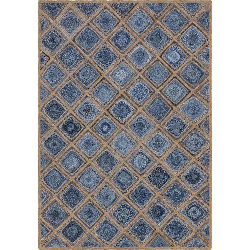 Unique Loom Braided Jute Blue 6 ft. x 9 ft. Bengal Area Rug 3142751