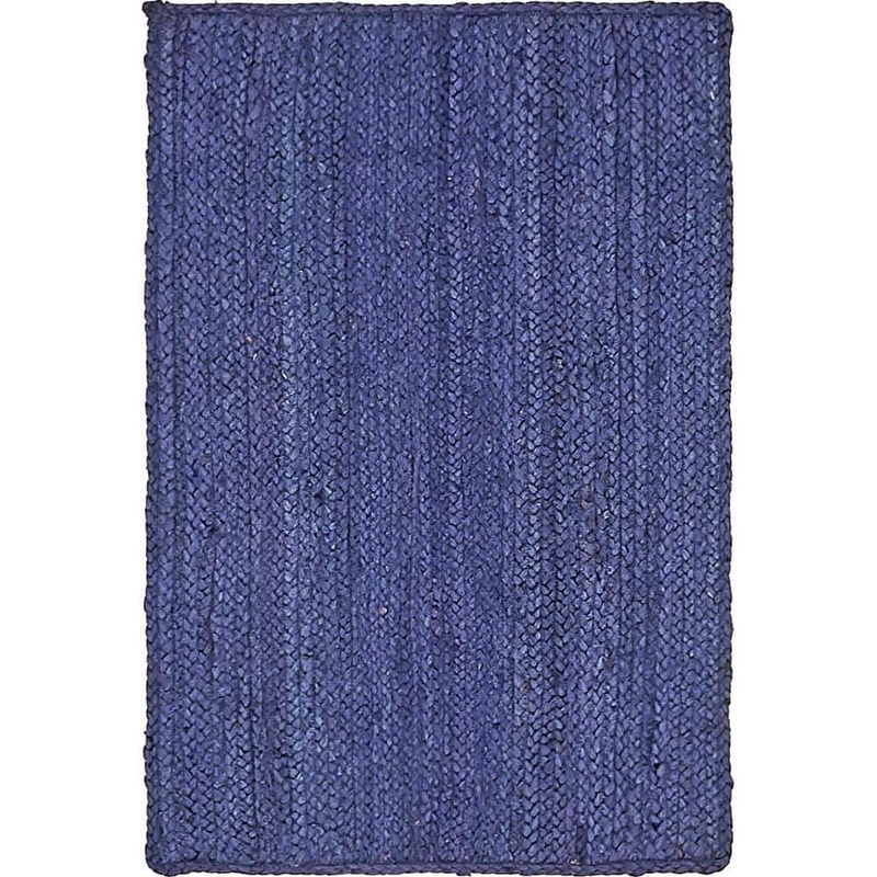 Unique Loom Braided Jute Dhaka Navy Blue 2′ 0 x 3′ 0 Area Rug 3138951