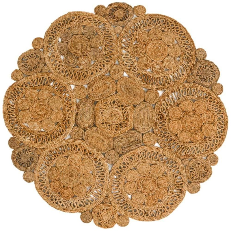 Unique Loom Braided Jute Shalini Natural 4 ft. 1 in. x 4 ft. 1 in. Area Rug 3185444