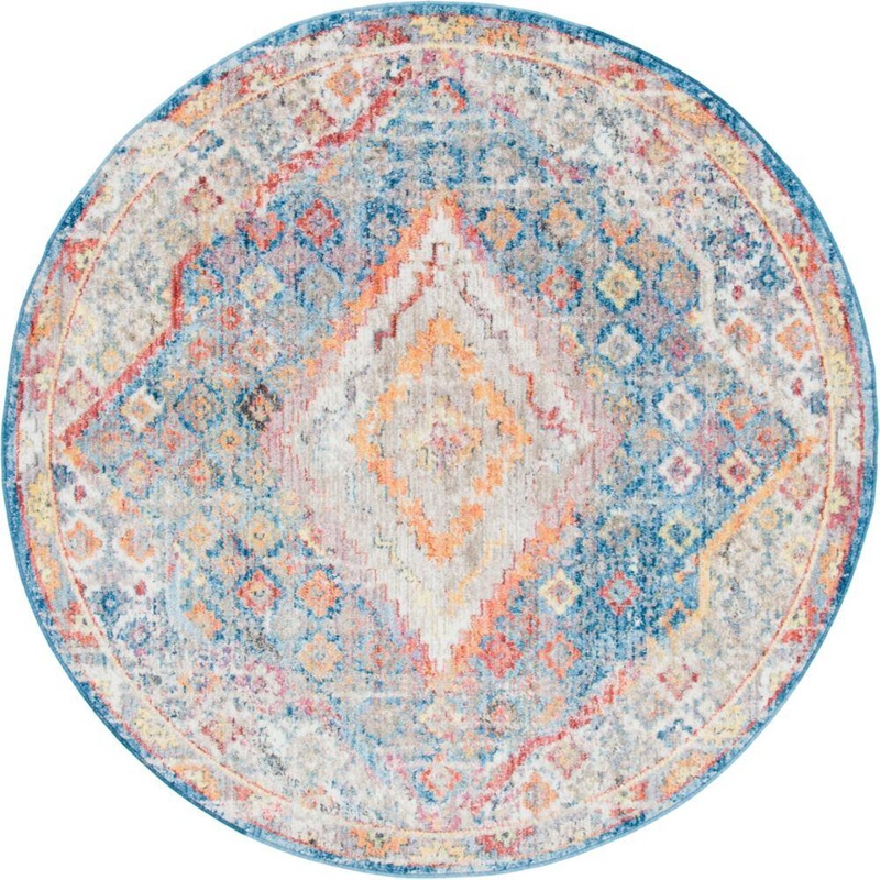 Unique Loom Brighton Dumbo Blue 6 ft. x 6 ft. Round Rug 3143148