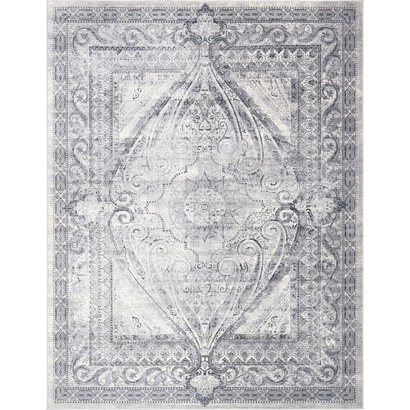 Unique Loom Chateau Collection Area Rug – Wilson (7 ft. 10 in. x 10 ft. Rectangle Dark Blue/Gray) 3136069