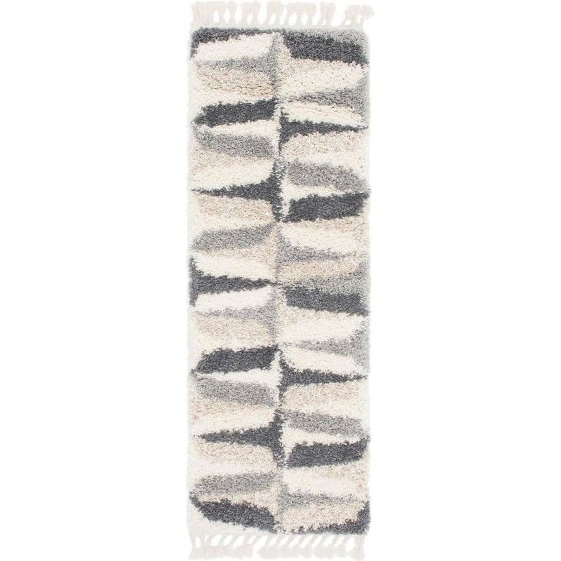 Unique Loom Hygge Shag Balanced Gray 2 ft. 2 in. x 6 ft. Runner Rug 3144098