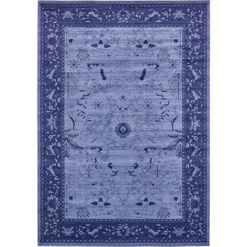 Unique Loom La Jolla Floral Blue 10′ 0 x 13′ 0 Area Rug 3133368