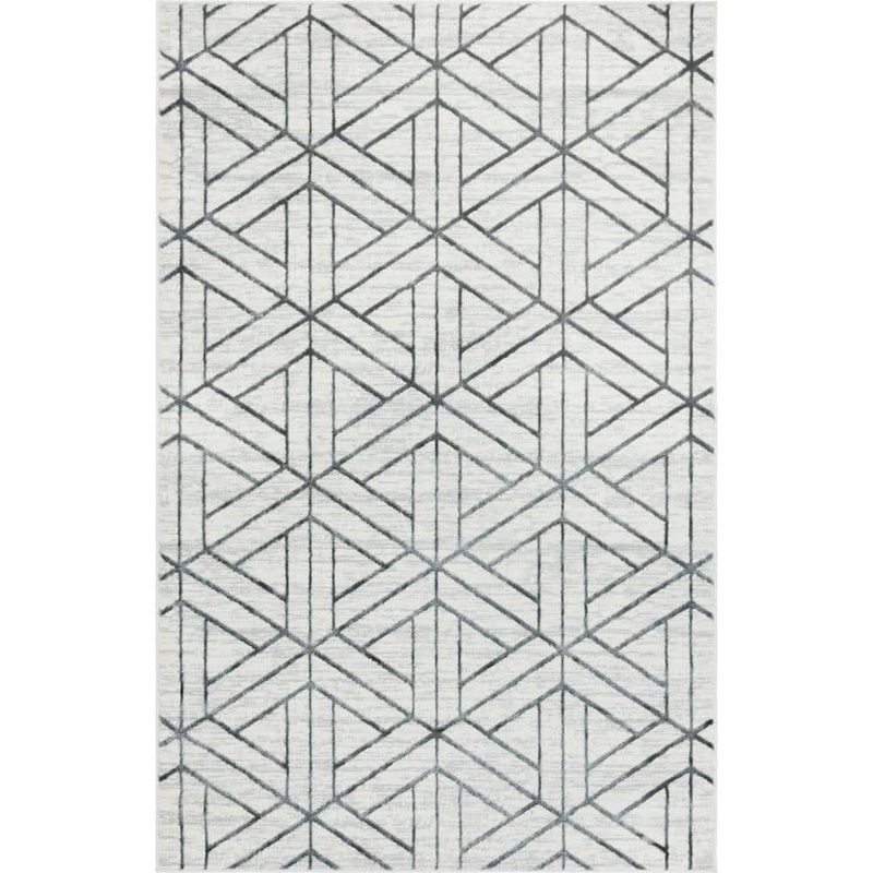 Unique Loom Matrix Trellis Motif White 8 ft. x 10 ft. Area Rug 3149021