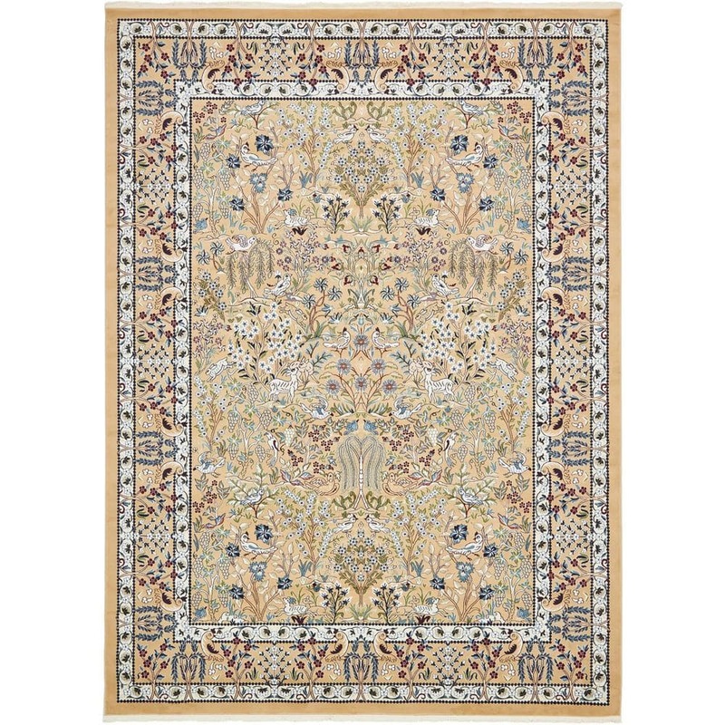 Unique Loom Narenj Collection Area Rug – Bristol (10 ft.  x 13 ft. Rectangle Beige/Blue) 3135207