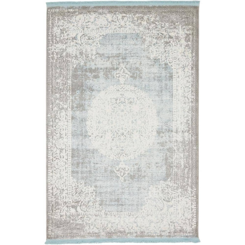 Unique Loom New Classical Olwen Light Blue 4′ 0 x 6′ 0 Area Rug 3133042