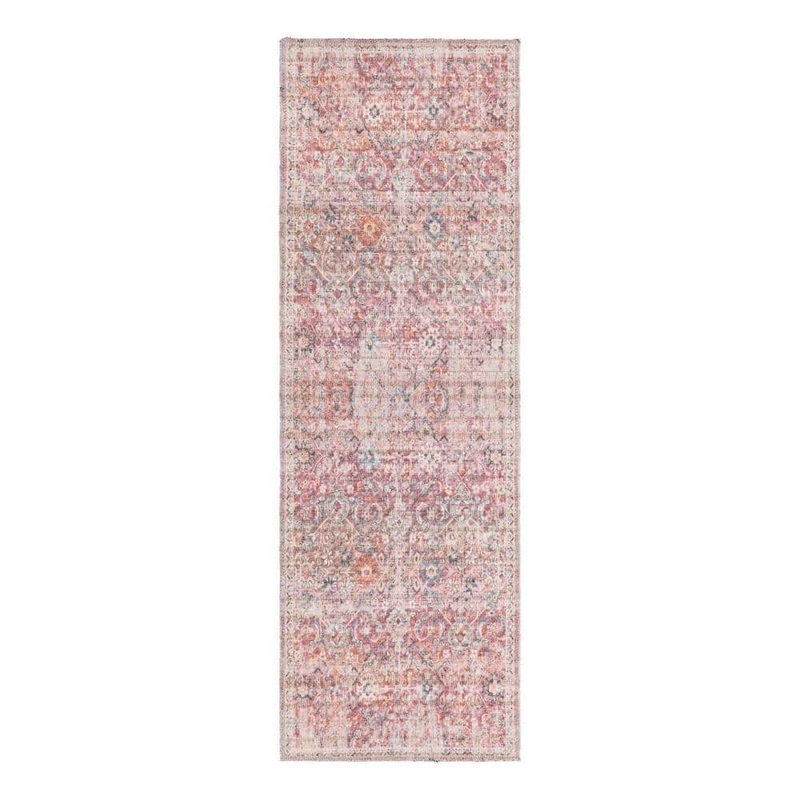 Unique Loom Nostalgia Gossamer Ivory and Pink 2 ft. x 6 ft. Machine Washable Area Rug 3177932