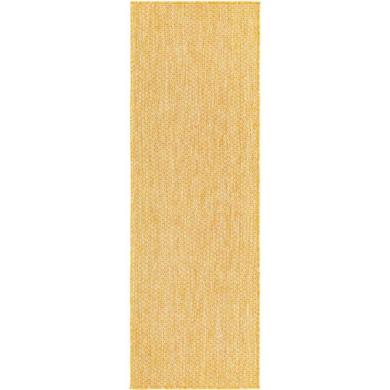 Unique Loom Outdoor Solid Corn Harvest Yellow 2 ft. x 6 ft. 1 in. Area Rug 3192837