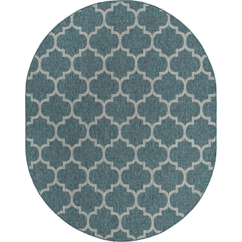 Unique Loom Outdoor Trellis Teal 7 ft. 10 in. x 10 ft. Area Rug 3152092